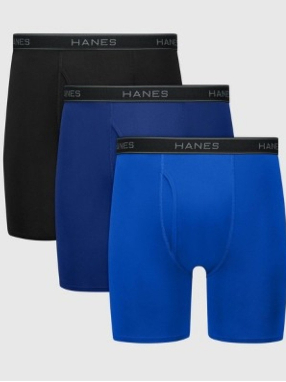 Hanes Men’s 3-Pack Boxer Briefs - Black, Navy & Royal Blue